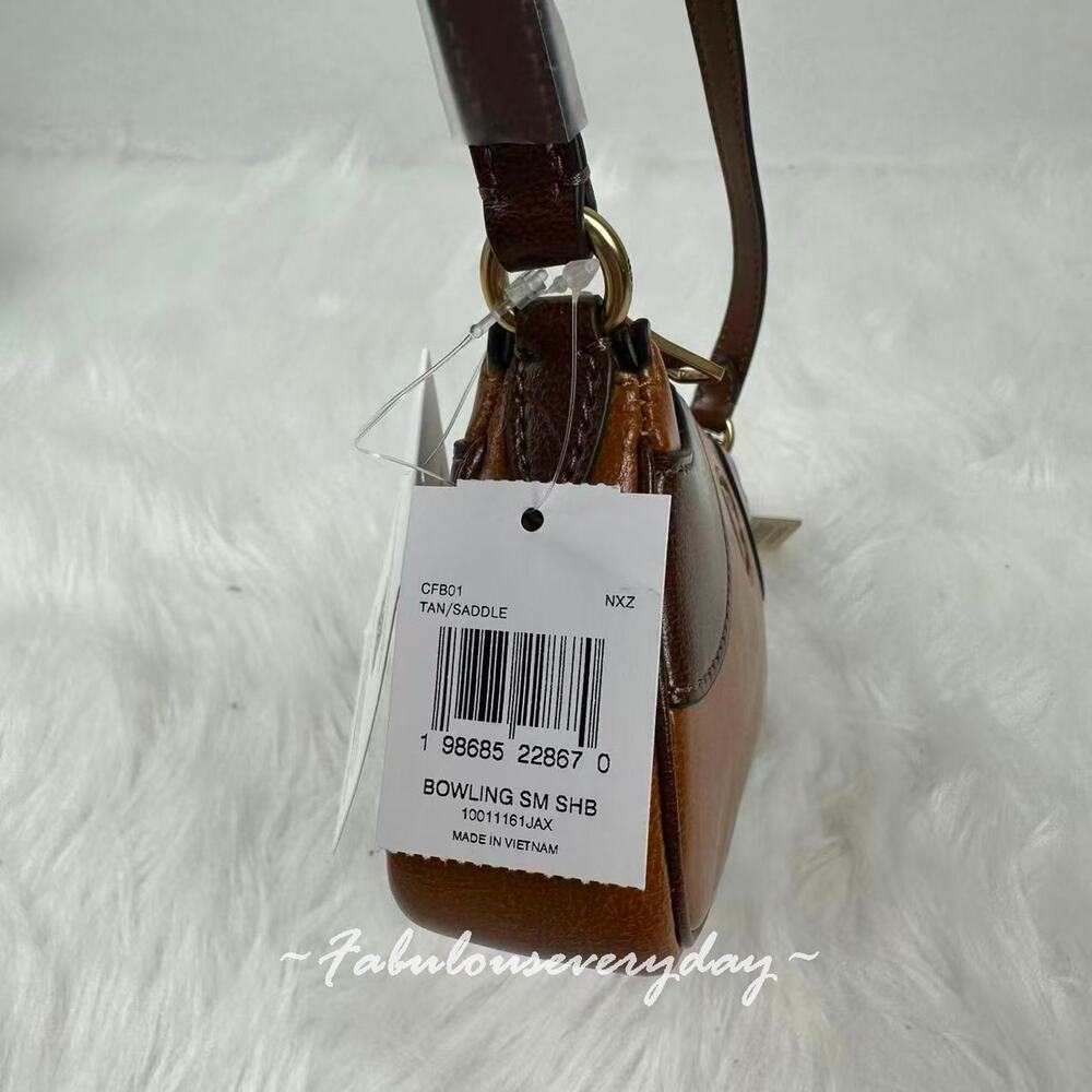 Coach Coachtopia Bowling Small Shoulder Bag Upcrafted Leather/Tan/Saddle CFB01 - Picture 5 of 8
